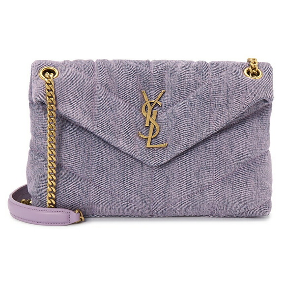 Saint Laurent Handbags - Saint Laurent Puffer Denim Shoulder Bag Purple